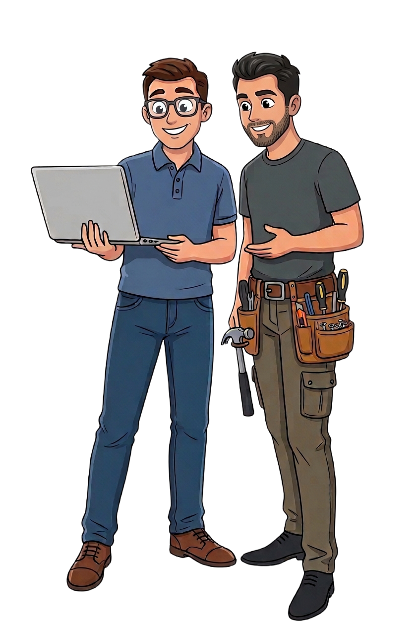 Illustration of a contractor and business owner shaking hands